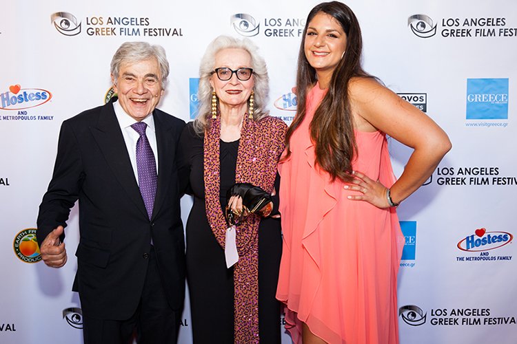 Sponsors George & Tina Kolovos and LAGFF’s Dorothea Paschalidou on the red carpet of the 9th Annual LAGFF