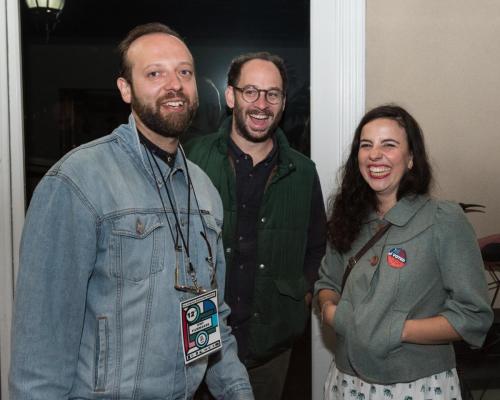 (From left) IPDF filmmaker Orpheas Peretzis, LAGFF trailer filmmaker Joel Garber and IPDF Director Araceli Lemos